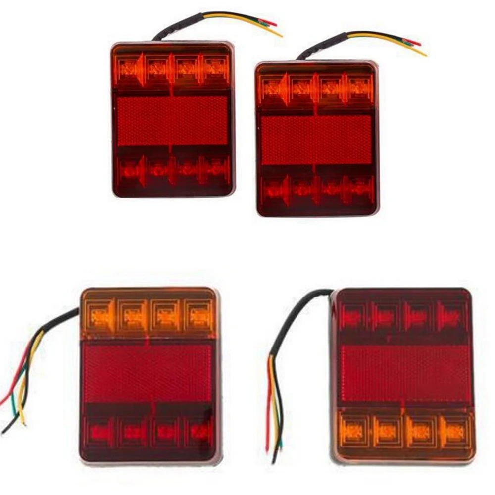 2Pcs Waterproof Car 8 LED Tail Light Rear Lamps Pair Boat Trailer 12V