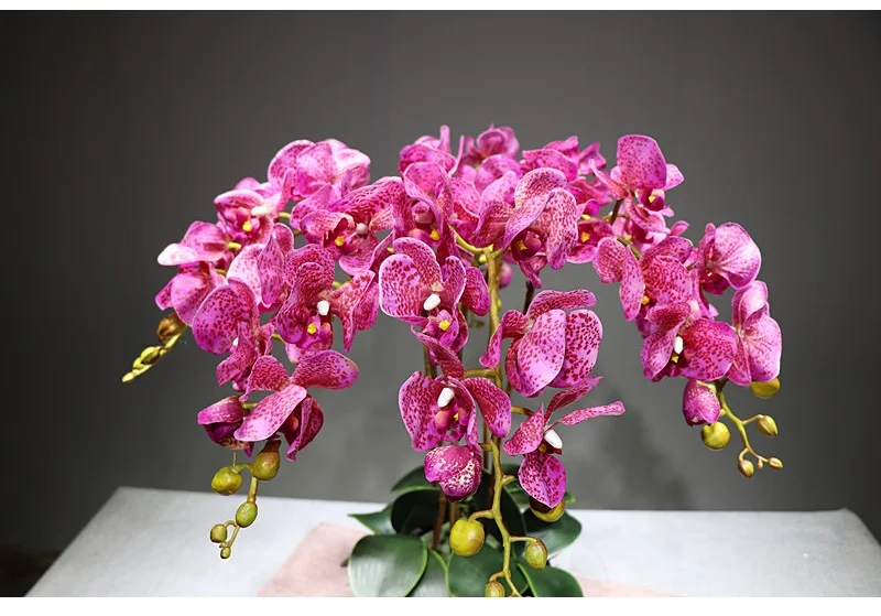 Индиго- 100 шт орхидеи фаленопсис шелк Настоящее прикосновение цветок искусственный цветок Свадебные цветы орхидеи, Цветочный