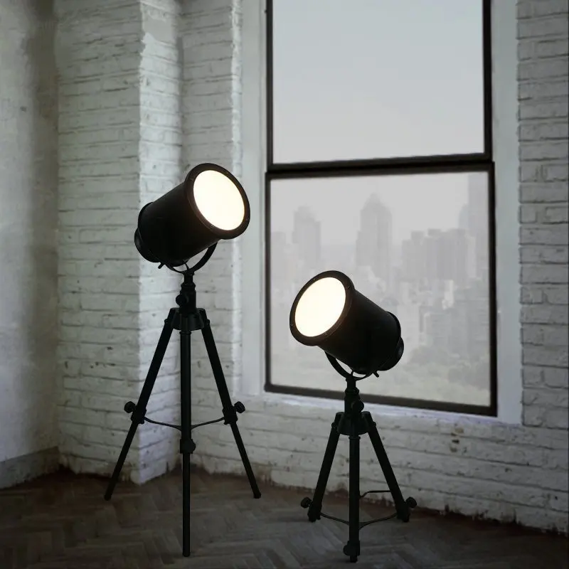 Retro Industrial Vintage Floor Lamp Black Tripod Living room Floor light iron Decorative Black adjustable bedroom Light Fixtures