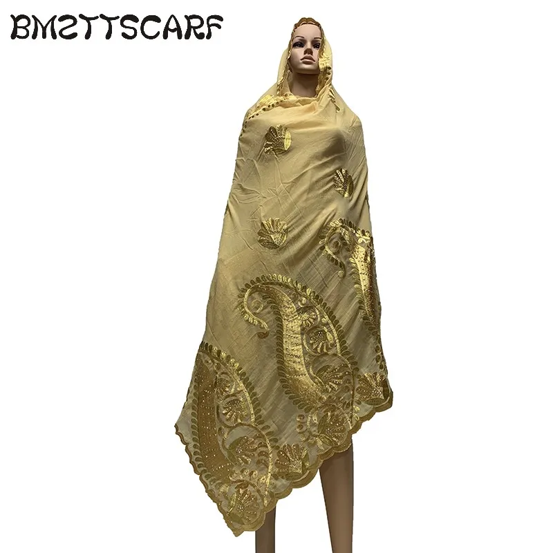 Высококачественная африканская Женская шаль хлопок большой шарф с вышивкой для шали молиться головной платок BM801