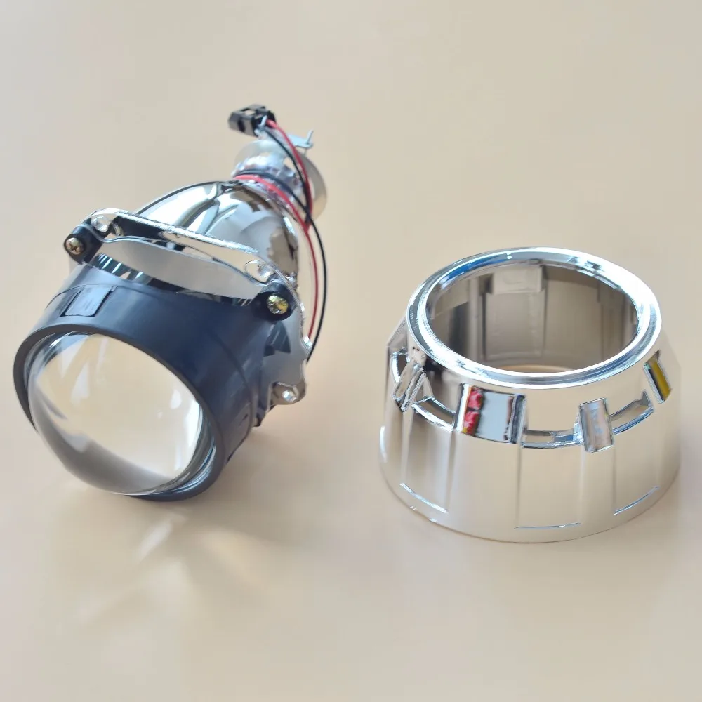 

Car Styling Retrofit 2.5 HOT 2014 Car Accessories ' H1 HID Bi-Xenon Headlight Projector Lens With Mini Gatling Gun Shroud