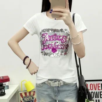 

Long Sleeve Basic T-shirt 2017 Spring Summer Solid Color Letter Sequined Women Tops Tees Korean Students Tops Cotton T Shirts