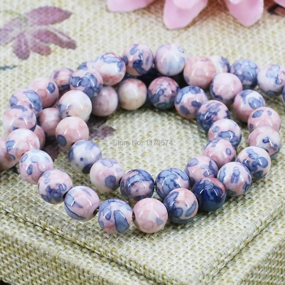 8mm Accessories Pink Multicolor Riverstones Rain Flower Rainbow Stones Round Beads Loose Crafts Jewelry making 15inch Wholesale | Украшения