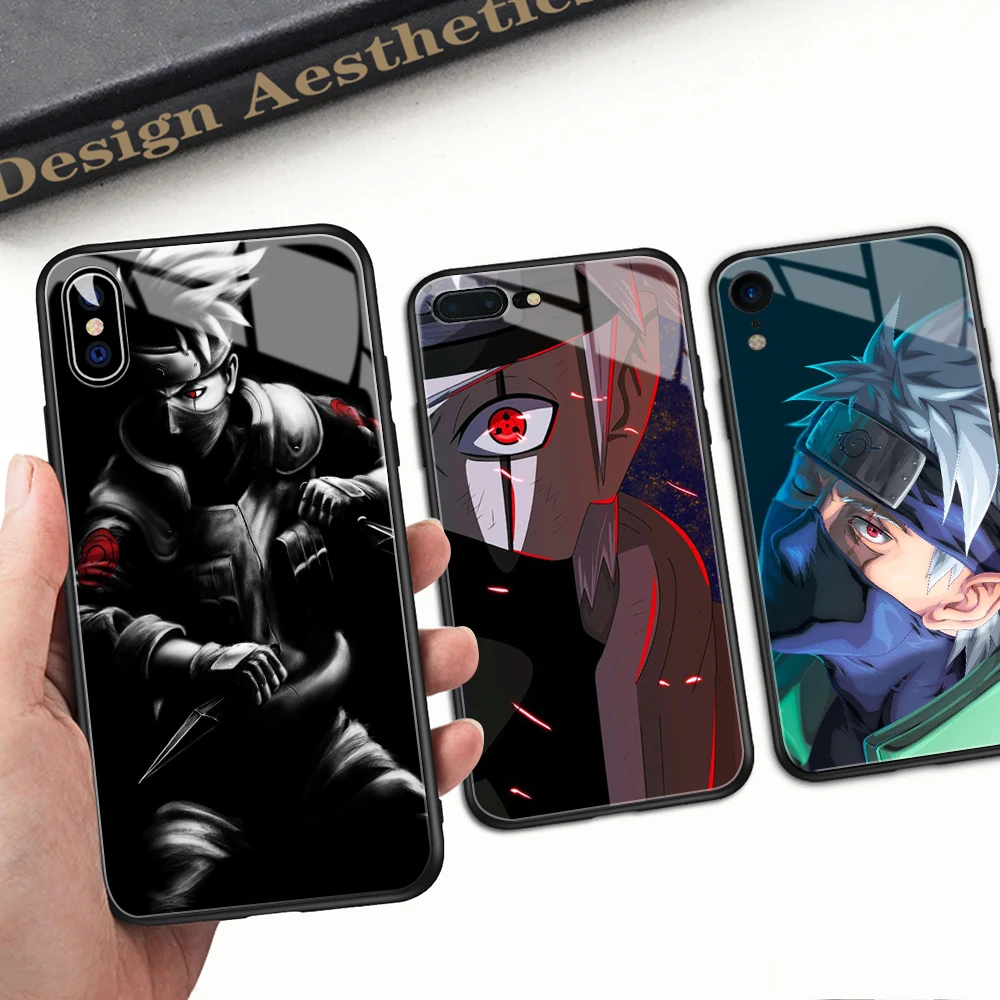

FinderCase for Case iphone XR Naruto Kakashi Tempered Glass Hard Back Cover for iPhone 6 6S 7 8 plus X XR XS MAX 11 pro max