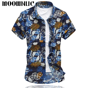 

MOOWNUC Large Size Fashion New 6XL 7XL Printed Classic Casual MWC Summer Short Sleeve Brand Men's Clothing Shirts Flower