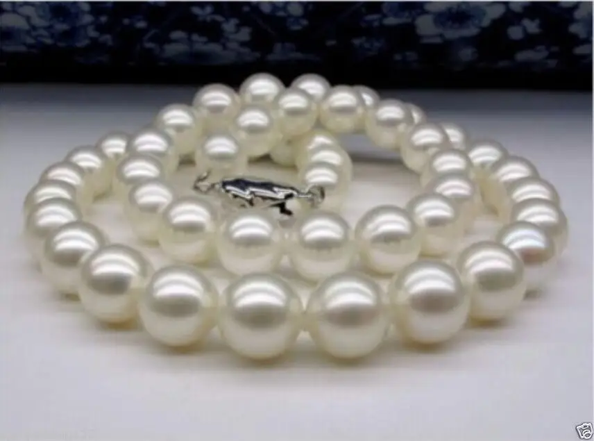 

New JAPANESE AKOYA PEARL NECKLACE 9-10mm White 18 AAAAA+