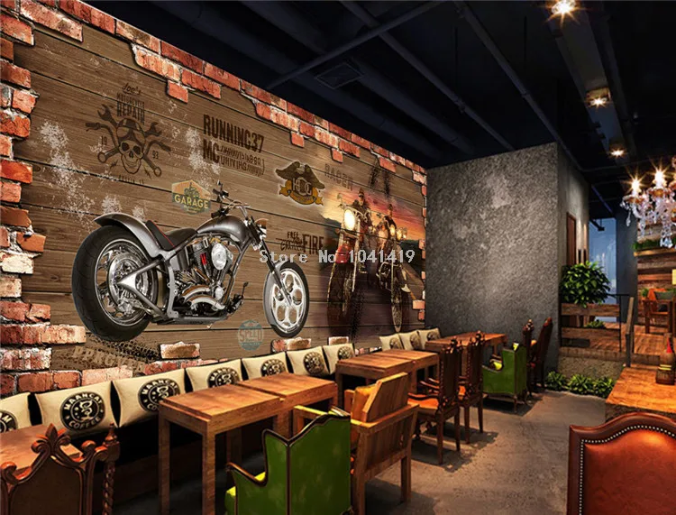 Papel de parede retro personalizado do tijolo