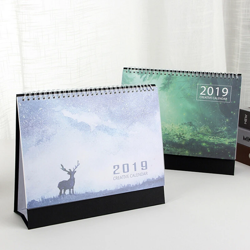 

1 Pc 2019 Table Calendar Blue Green Weekly Monthly Planner To Do List Stand On The Desk Calendar Simple Style
