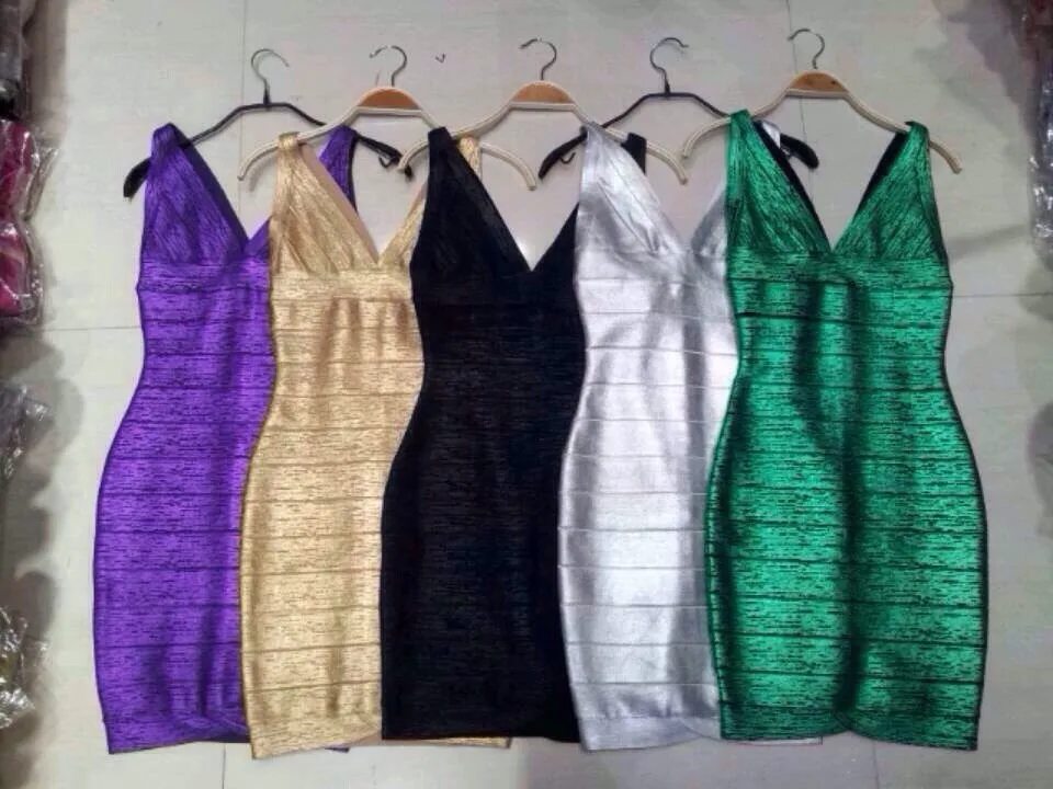 

High Quality New Sleeveless Multicolor Gold Foiled Sexy Bandage Dress Spring Dress 2014