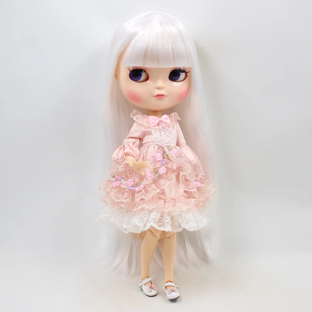 Neo Blythe Doll with White Hair, White Skin and Custom Jointed Body with Asian Look 2