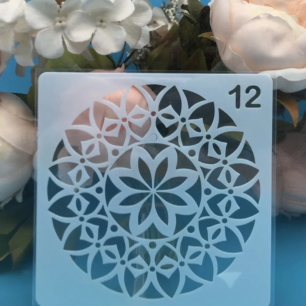 1 шт. 13 см цветок цветочный дизайн 12 DIY Многослойные трафареты настенная живопись записки раскраска тиснильный альбом шаблон для декораций
