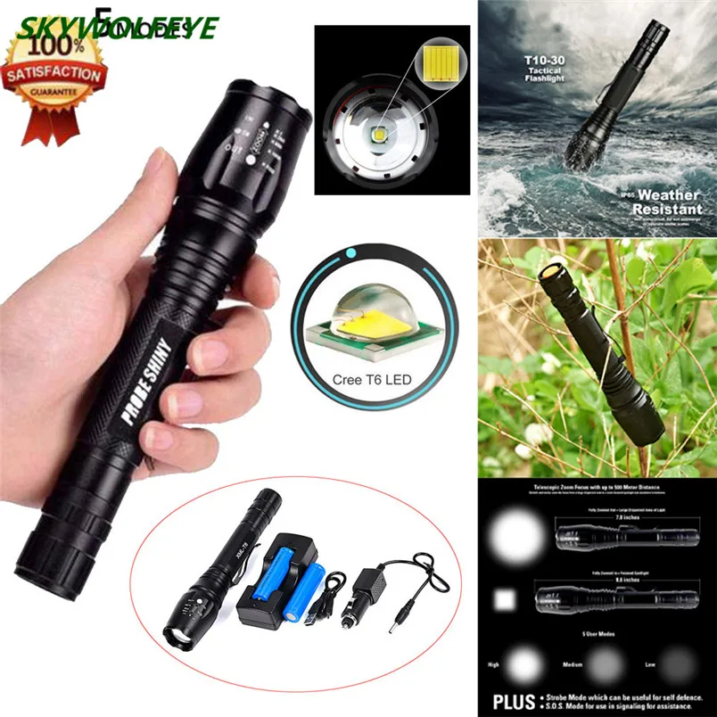 

HOT!!! X800 Zoomable XML T6 LED Tactical Flashlight+18650 Battery+Charger Free Shipping #NO17