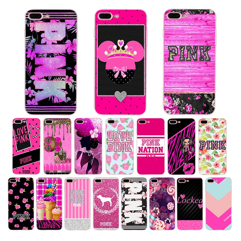 

IMIDO Lovely pink style Soft silicone fitted phone case for iphone 6 7 8 5 X XS XR XSmax 6s/6/7/8plus 5s 6s SE TPU shell cover