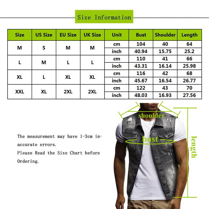 fashion Denim Vest Men streetwear Sleeveless Jacket overcoats Vest black Waistcoat veste homme jaqueta masculina