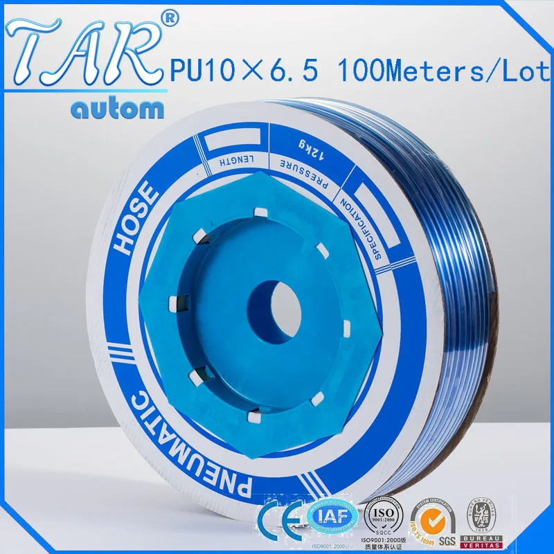 Tubo do Plutônio Tubulação de Poliuretano Peça Alta Qualidade Mangueira Pneumática od 10mm id 6.5mm Plástico Tubo Flexível Pu10 * 6.5 Azul 100 m –