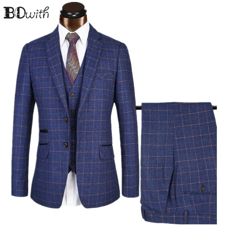 Высококачественный простой темно-синий свадебный мужской костюм зазубренный воротник две кнопки 3 шт куртка+ брюки+ жилет для свадьбы жениха парадный смокинг костюм