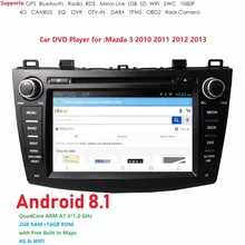 Hizpo Android8.1 2Din 8inch Car DVD Multimedia Player For Mazda 3 2010 2011 2012 2013 Quad-Core 4G1024*600 GPS Wifi DAB+TPMS SWC