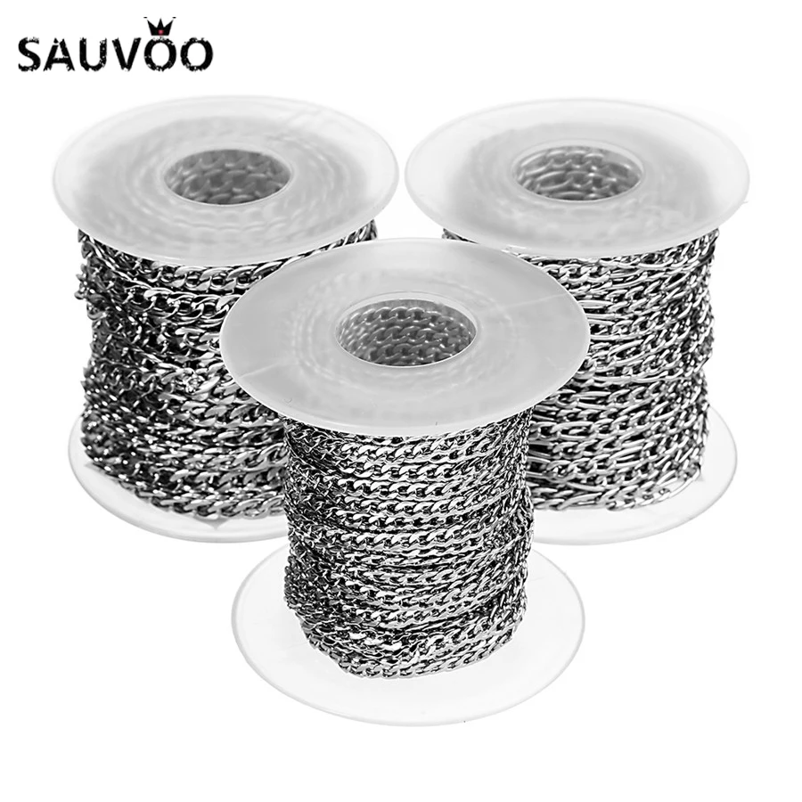 Объемная цепь SAUVOO из нержавеющей стали серебристого цвета 10 ярдов в рулоне NK