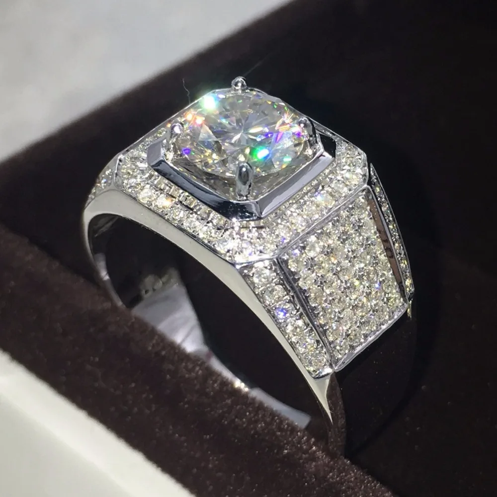 Vecalon Brand Jewelry Handmade Wedding Band Ring For Men 3ct 5a Zircon Cz 925 Sterling Silver