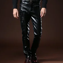 Новинка fanzhuan Модные мужские повседневные передние ПУ кожаные штаны тонкие прямые 518054