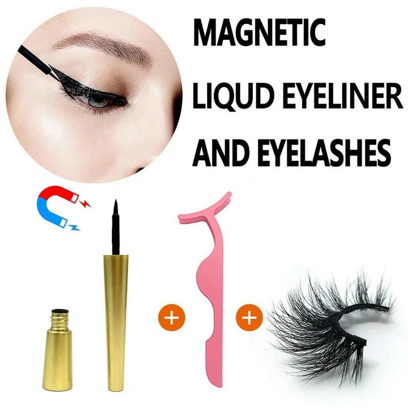 

1Set Magnetic Liquid Eyeliner & Magnetic False Eyelashes Set Fast Drying Easy to Wear Long-lasting Liquid Eyeliner maquiagem