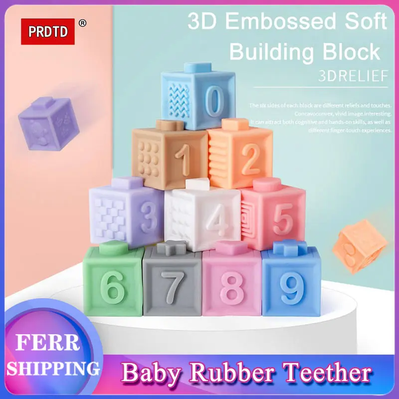 

Baby Soft Toys Silicone Building Blocks 3D Touch Hand Soft Balls Baby Massage Rubber Teethers Squeeze Toy Bath ball Toys