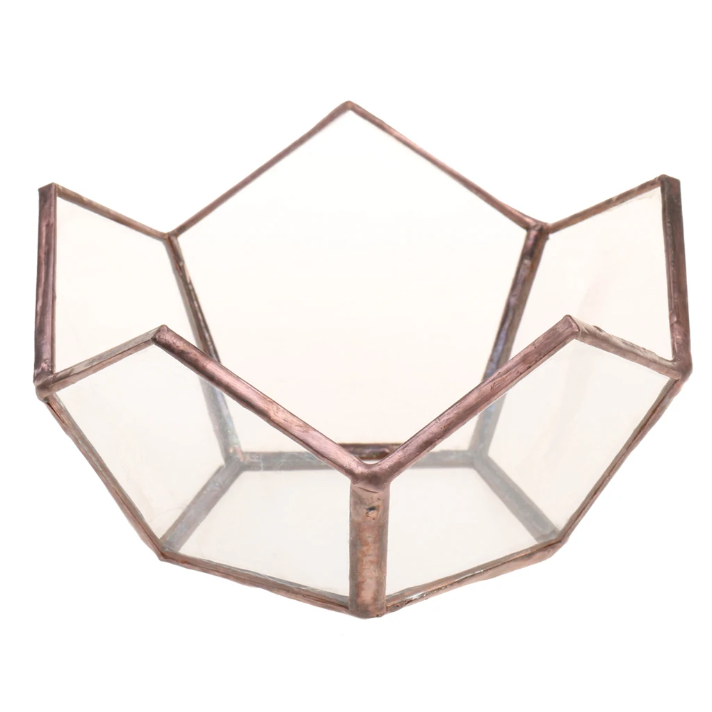 Modern Open Glass Metal Geometric Terrarium Succulent Indoor Planter Pot