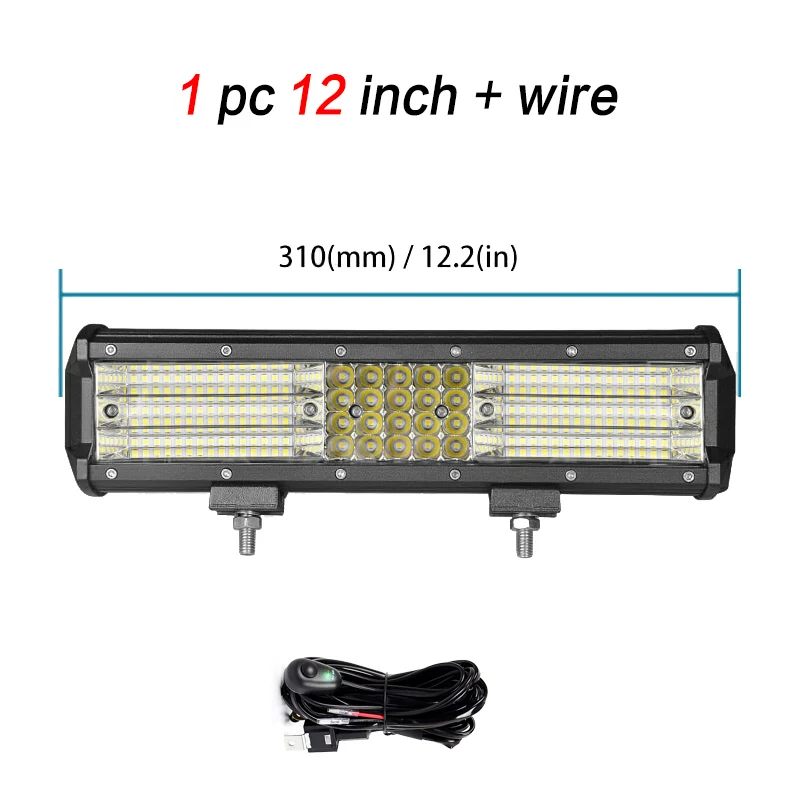 12 inch with Wire 12 дюймов 17 дюймов 20 дюймов в четыре ряда прямой светодиодный свет бар комбинированный луч противотуманная фара для Джип внедорожник вездеход УАЗ грузовик мото 12 В 24 В - Цвет: 12 inch with Wire