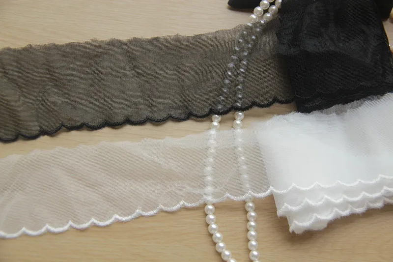 Белый и черный хлопок кружево вышитые ткани 5 ярдов сетки аппликация 3D цветок Diy Вышивание одежда планки зубчатый - Цвет: 4.5cm wide