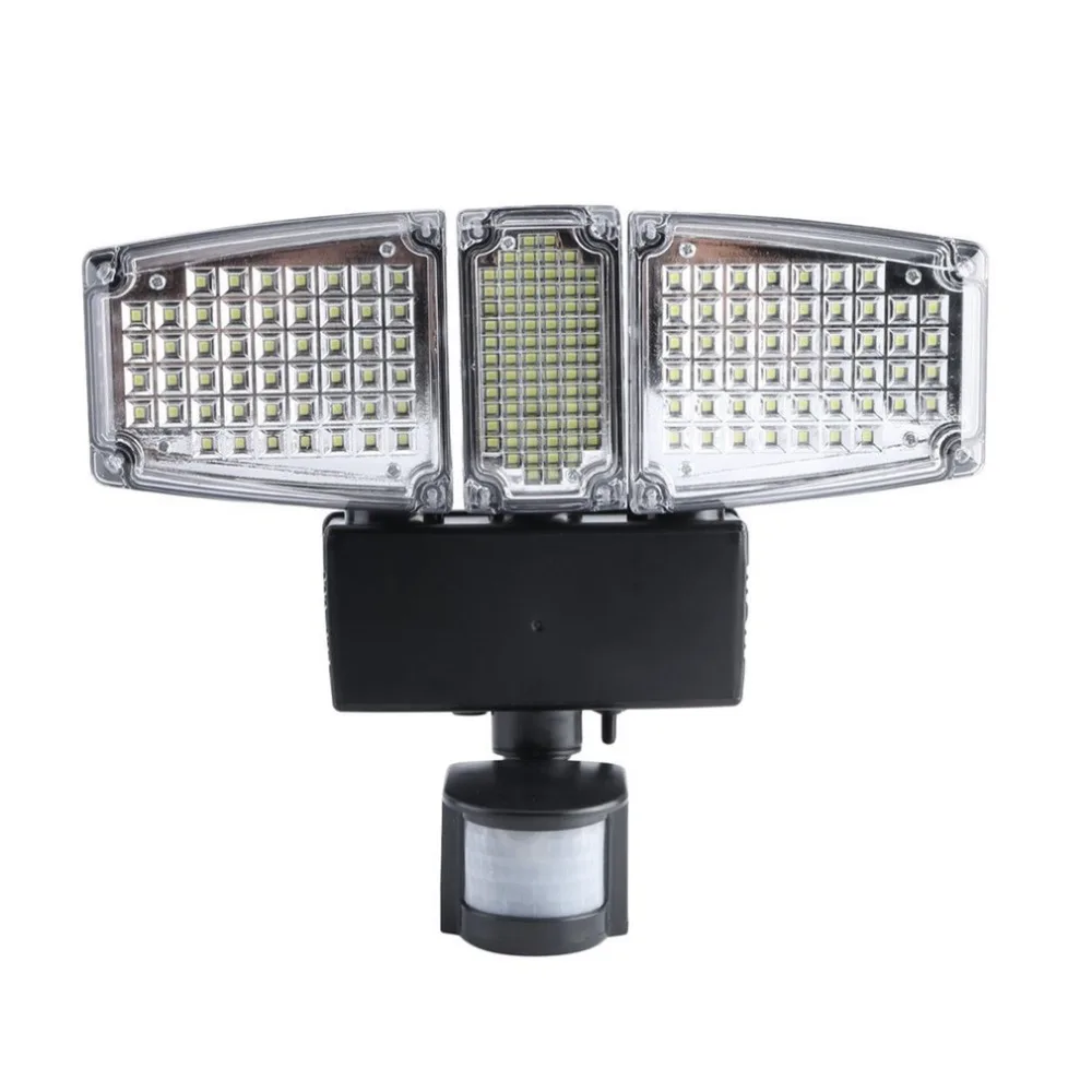 

178 LEDs Solar Power Panel Flood Light PIR Motion Sensor Three Heads Outdoor Waterproof Garden Wall Mounted Solar Lamp Lighting