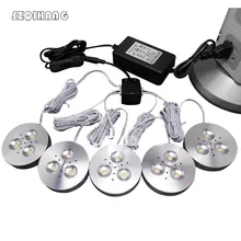 

Hot sale 1set Led Puck Light Warm Cold White Kitchen Under Cabinet Lights 4pcs/6pcs/9pcs lamps+1splitter+ 1 power adapter