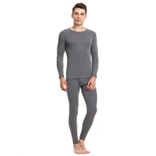 THREEGUN 100% Cotton Winter Men’s O-Neck Warm Long Johns Set Ultra-Soft Thin Thermal Underwear termica homem Undershirt Homewear