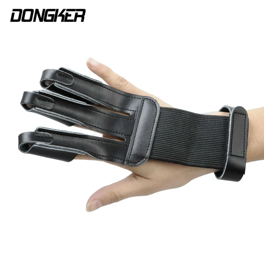 Archery Hand Guard Bow And Arrow Shooting Protector 3 Finger Hand Black