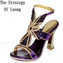 Летние женские босоножки на каблуке «рюмочка» натуральная кожа стразы открытый носок ремешок на лодыжке повседневные сандалии большой размер 33-44 модель SXQ0610