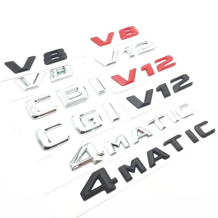 

high quality ABS V8 V12 BITURBO CDI CGI 4MATIC Car Rear Trunk Letters Number Badge Emblem sticker car styling auto accessories