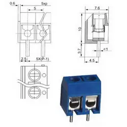 10 шт./лот 2Pin Plug-in винтовой клеммный блок разъем мм 5,08 мм шаг через отверстие