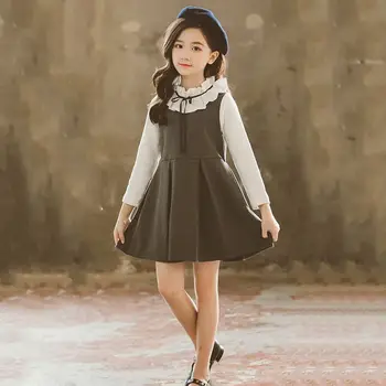 

New Spring Autumn Fashion Children Girls Cotton Faux 2Pcs Princess Dress Kids Dresses For Girls Baby Girl Clothes Vestidos T168