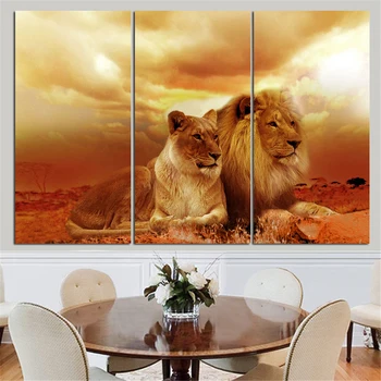

Modern Animal Painting Lion King Poster Wall Art And Print Canvas Picture Home Bedroom 3 Pieces Canvas Painting Decoration