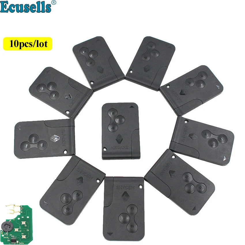 

10pcs/lot Smart card 3 Button Remote key 434Mhz PCF7947 Chip for Renault Megane Scenic with Uncut Key Blade with LOGO