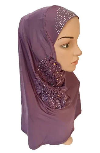 Исламские мусульманские женские Стразы ледяной шелк хиджаб мусульманские шарфы арабские шали обертывание головной убор женские арабские Рамадан шапочки под хиджаб