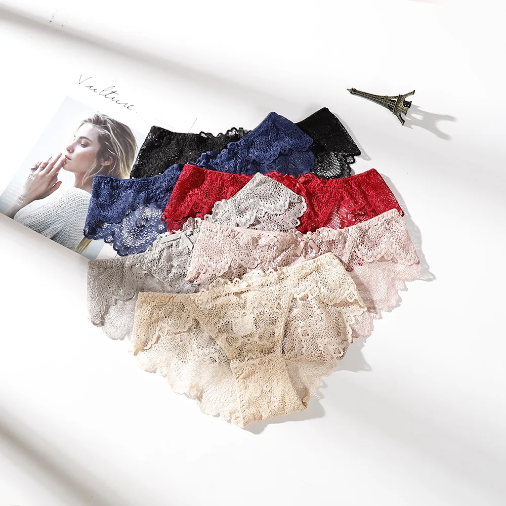 2018 simple women's underwear fancy lace charm sexy mid rise women's