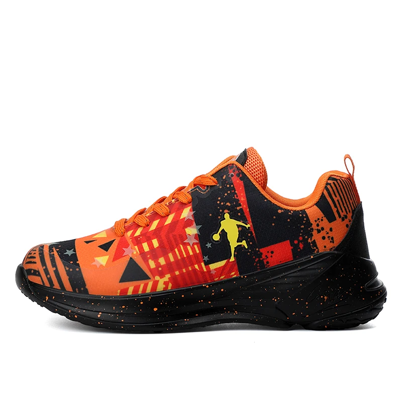 Дышащие баскетбольные кроссовки мужские спортивные туфли обувь корзина двухцветная Мужская обувь баскетбольные кроссовки Большие размеры: 36-47 - Цвет: Black Orange
