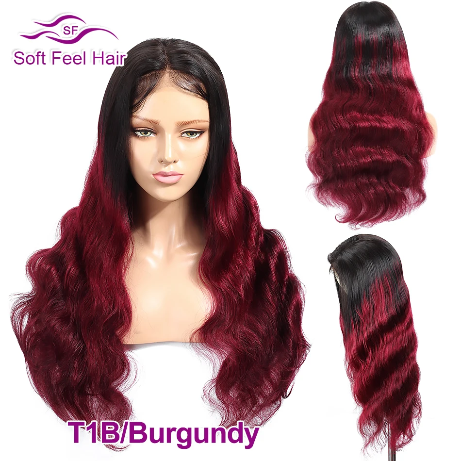 Soft Feel Hair 4x4 кружева закрытие парик блонд эффектом деграде(переход от темного к человеческих волос парики для Для женщин Реми бразильские волнистые волосы парики средней соотношение