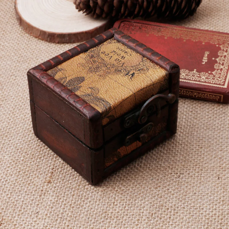 Винтажные деревянные карты коробка для хранения Чехол ювелирные запонки груди небольшой подарок