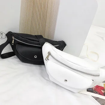 

Women Waist Bags 2019 fanny pack Simple Leather Solid bag for the belt Pocket Bag Versatile Shoulder Bag Zipper Messenger Bag