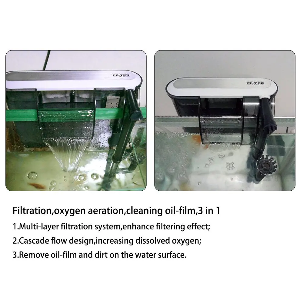 Nicrew аквариум Submersibl 3-в-1 внешний висит Мощность фильтр XP-05/09/11/13 водопад внешний аквариумный воздушный насос