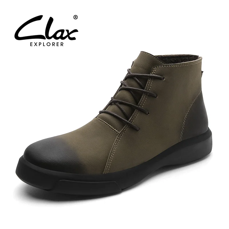 

CLAX Mens Leather Boots Spring Autumn Man desert boot Motorcycle Casual Ankle Boot Male Shoes Soft