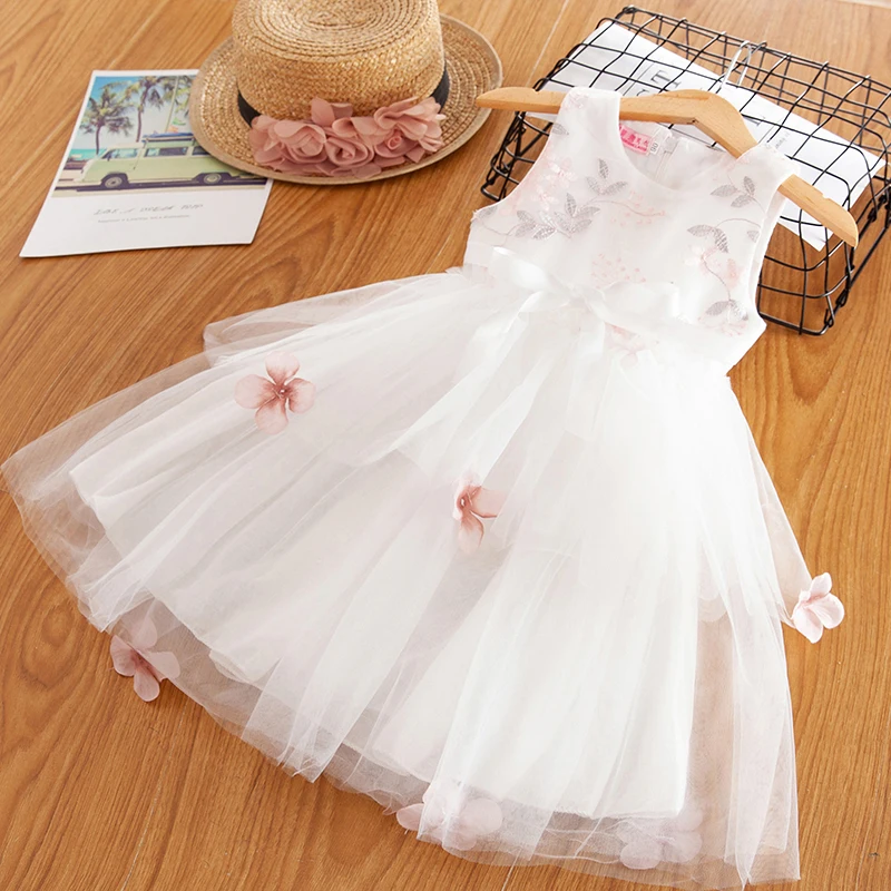 

Cute Flower Girls Embroidery Dress Toddler Girls Summer Party Appliques Ball Gown Baby Kids Casual Clothing Size 2 4 6 Years
