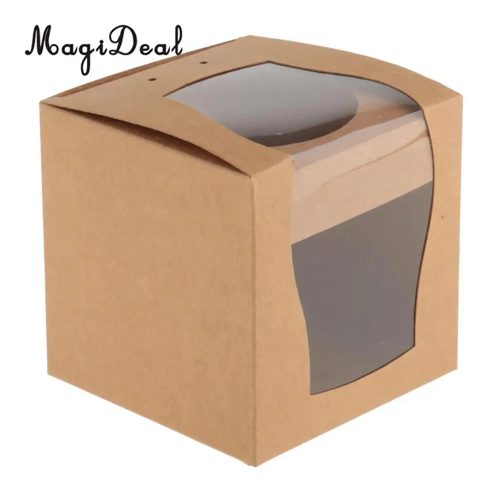 MagiDeal 24pcs Vintage Kraft Paper Cake Cupcake Box Bakery Package Craft Wedding Favor Gift Favor Brown