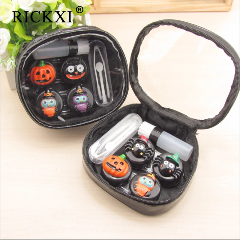 

Cute Cartoon Contact Lens Case Box Travel Kit Eye Lenses Container With Mirror Contact Lens Box